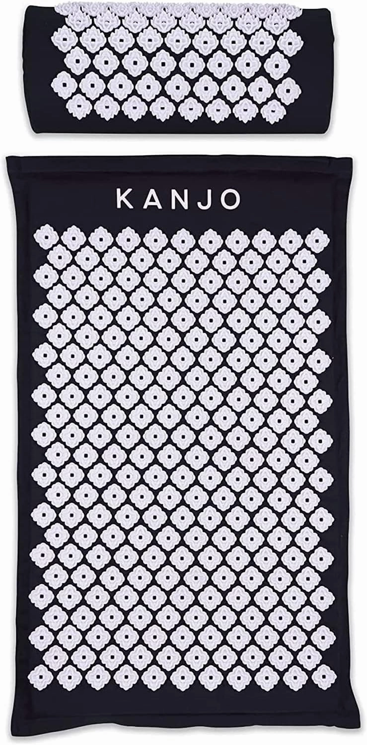 Kanjo FSA HSA Eligible Premium Acupressure Mat and Pillow Set for Back Pain Relief & Neck Pain Relief, with Memory Foam Pillow, Includes Carry Bag, Black
