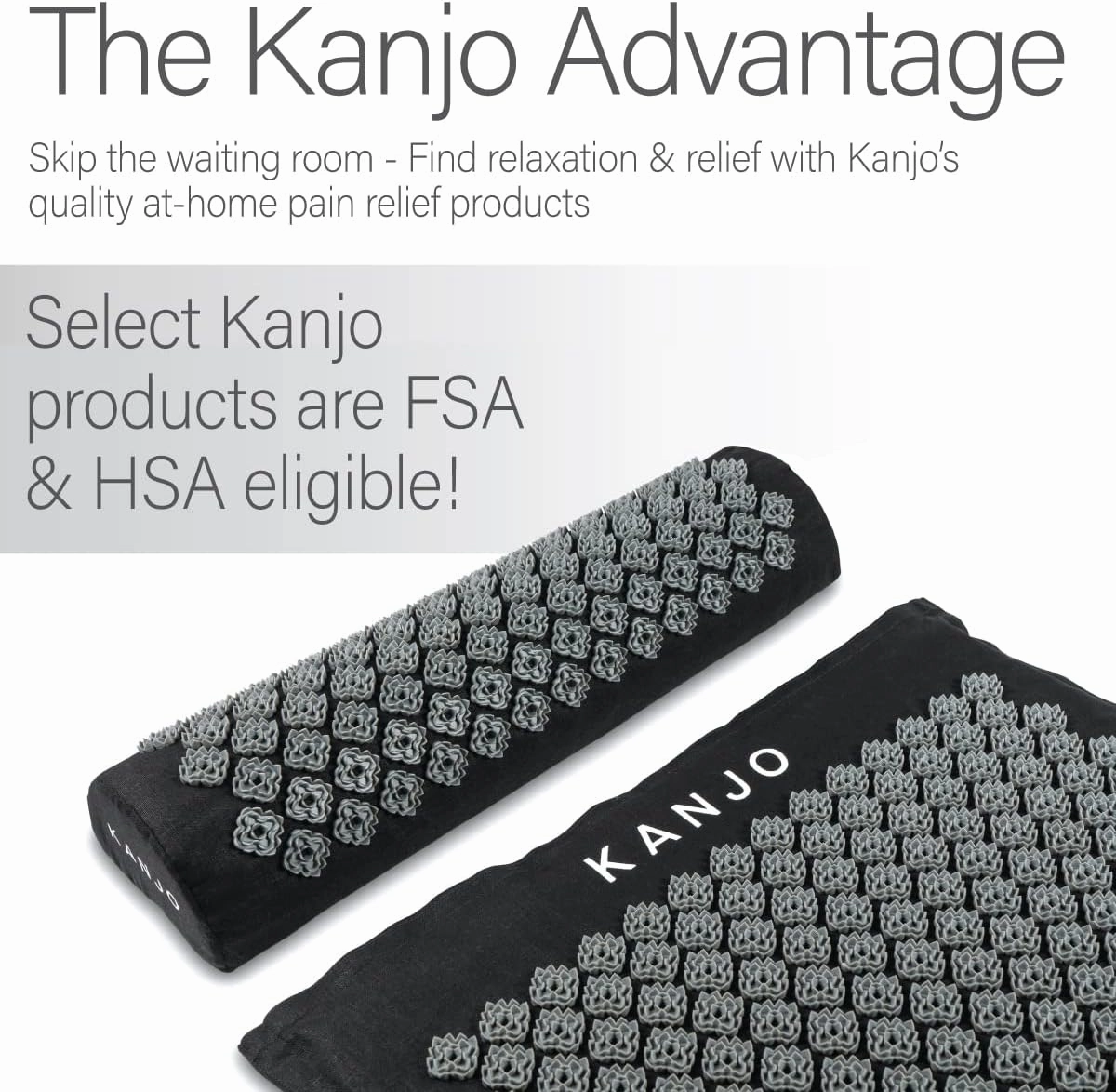 Kanjo FSA HSA Eligible Premium Large Acupressure Mat and Pillow Set for Back Pain Relief & Neck Pain Relief, with Memory Foam Pillow, Includes Carry Bag, Black XL