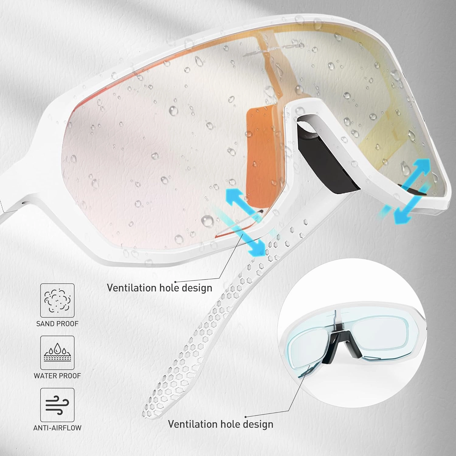 KAPVOE Photochromic Cycling Glasses for Men Women Mountain Bike Sunglasses Sports Goggles UV Protection K63