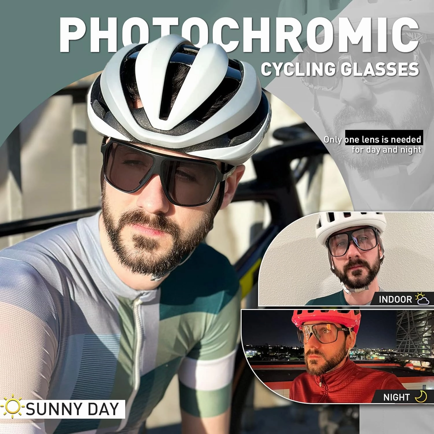 KAPVOE Photochromic Cycling Glasses for Men Women Sports Sunglasses MTB Biking Sunglasses UV Protection K64