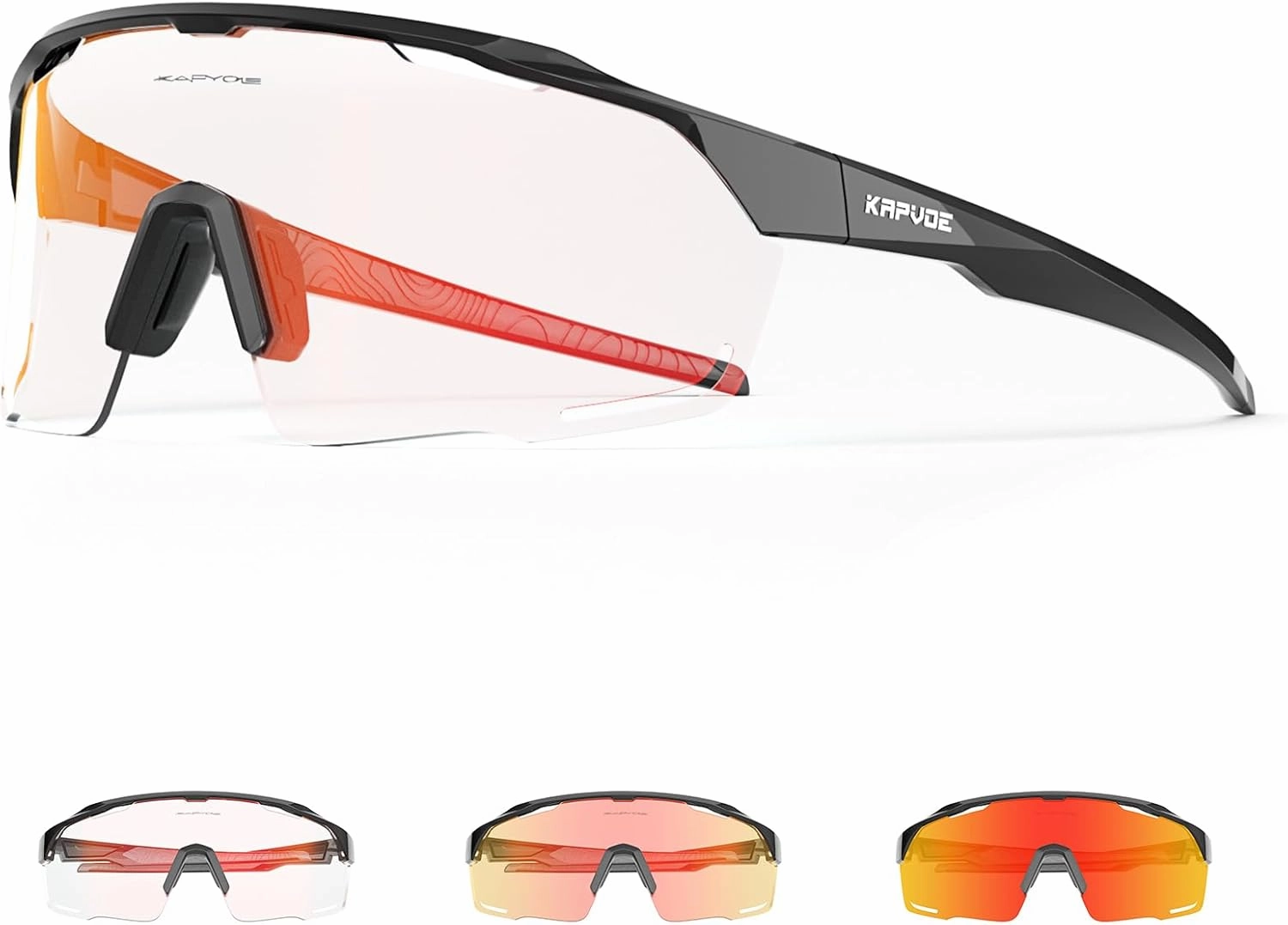 KAPVOE Photochromic Cycling Glasses Men Women Clear Mountain Bike Sunglasses Sports Sunglasses MTB Biking Baseball K91