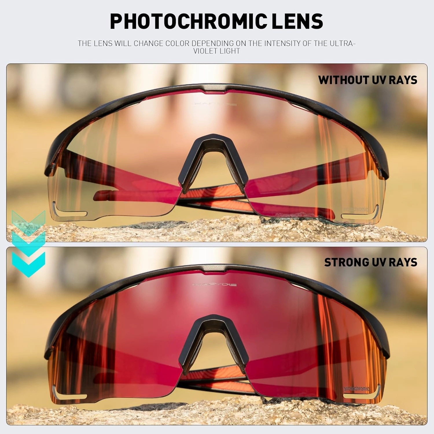 KAPVOE Photochromic Cycling Glasses Men Women Clear Mountain Bike Sunglasses Sports Sunglasses MTB Biking Baseball K91