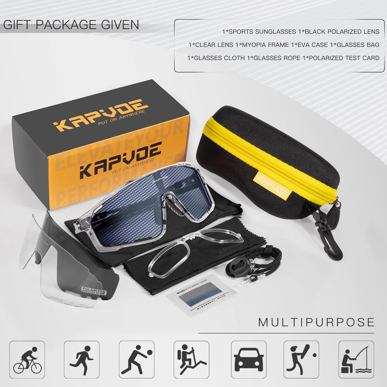 KAPVOE Polarized Cycling Glasses Men Women Mountain Bike Glasses MTB Riding TR90 Sport Sunglasses Triathlon Running K76 Nano