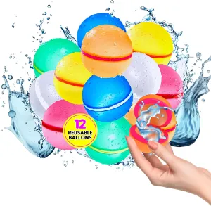 Karachy 12 Pack Reusable Water Balloons - Magnetic Design Pool Toys for Kids Ages 4-8, Beach Toys for Kids Ages 8-12, Eco-Friendly and Safe Outdoor Fun