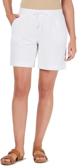 Karen Scott Womens Knit Drawstring Shorts (Bright White, Small)