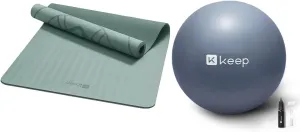 KEEP Professional Yoga Mat Non Slip for Men, 79"x39"x7mm Extra Wide & KEEP Anti-Burst Exercise Ball, Thickened Yoga Ball with Pump