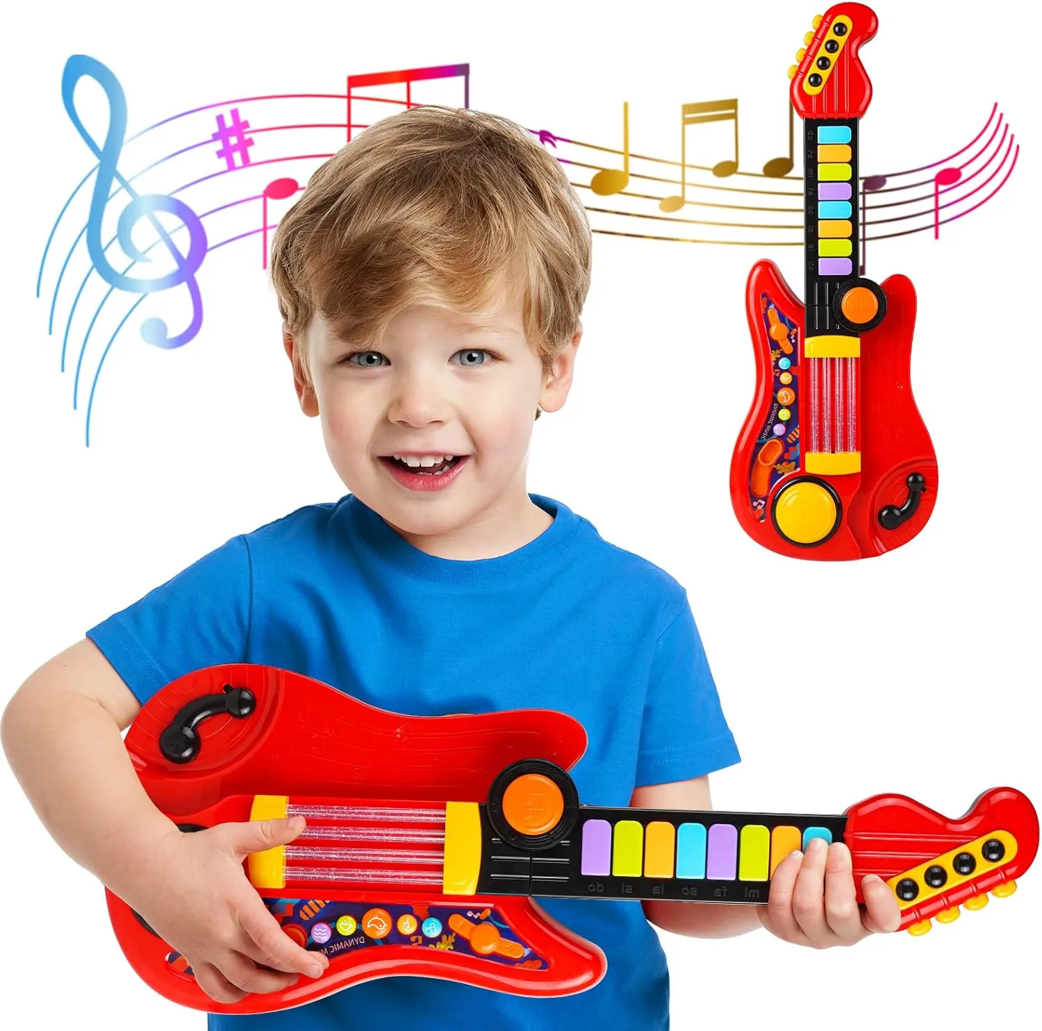Kids Guitar-Piano 2-in-1 Musical Instrument, Toddler Guitar for 3-5 Year Old Boys Girls, Adjustable Educational Toy, for Birthdays.
