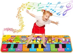 Kids Musical Piano Mats with 25 Music Sounds, Musical Toys Baby Floor Piano Keyboard Mat Carpet Animal Blanket Touch Playmat Early Education Toys for 1 2 3 4 5 6  Years Old Girls Boys Toddlers