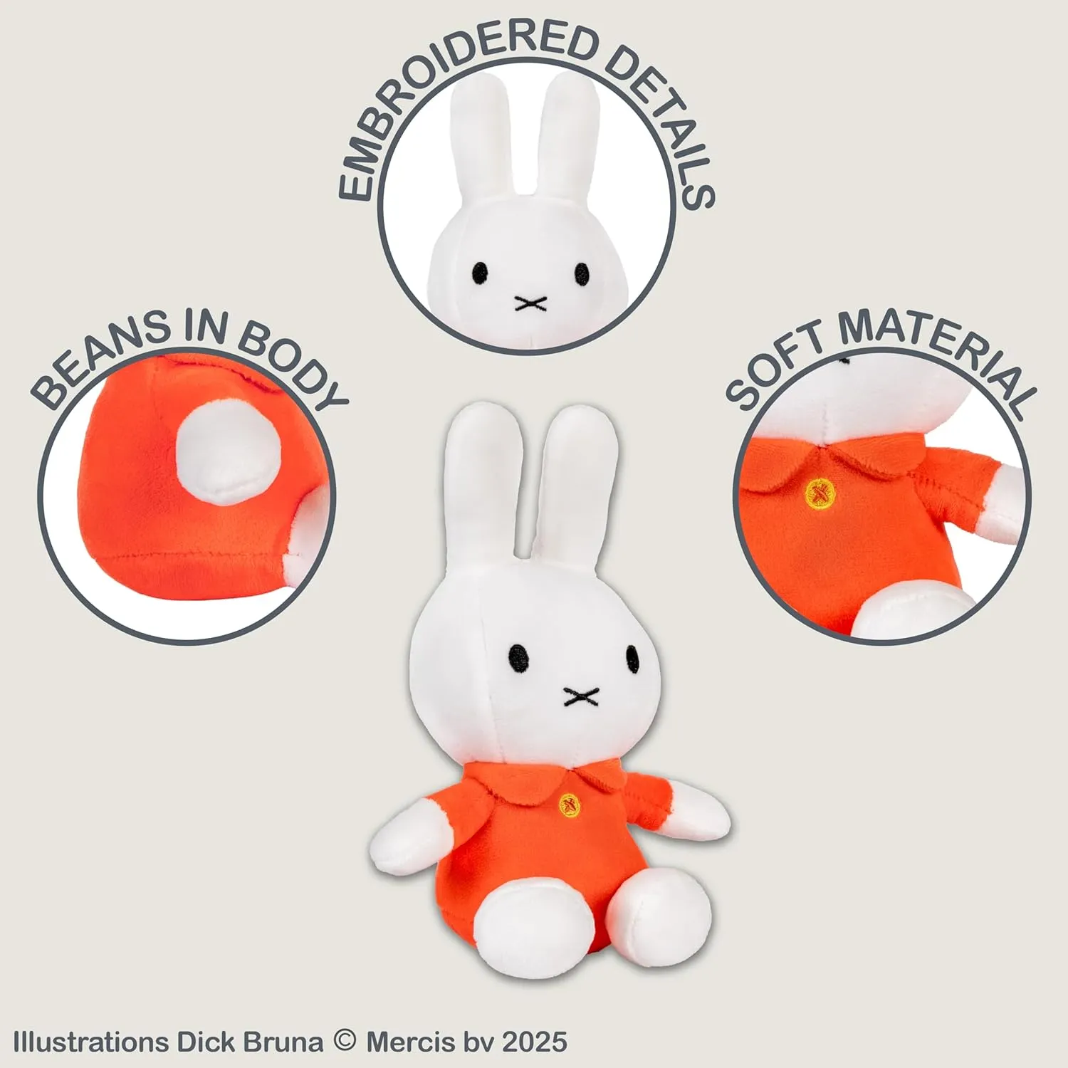 KIDS PREFERRED Miffy Plush Toy, 8 Inch Sitting Dutch Bunny Plush from Dick Bruna, Soft Boa Rabbit Bunny Stuffed Animal Plushie Doll for Girls and Boys
