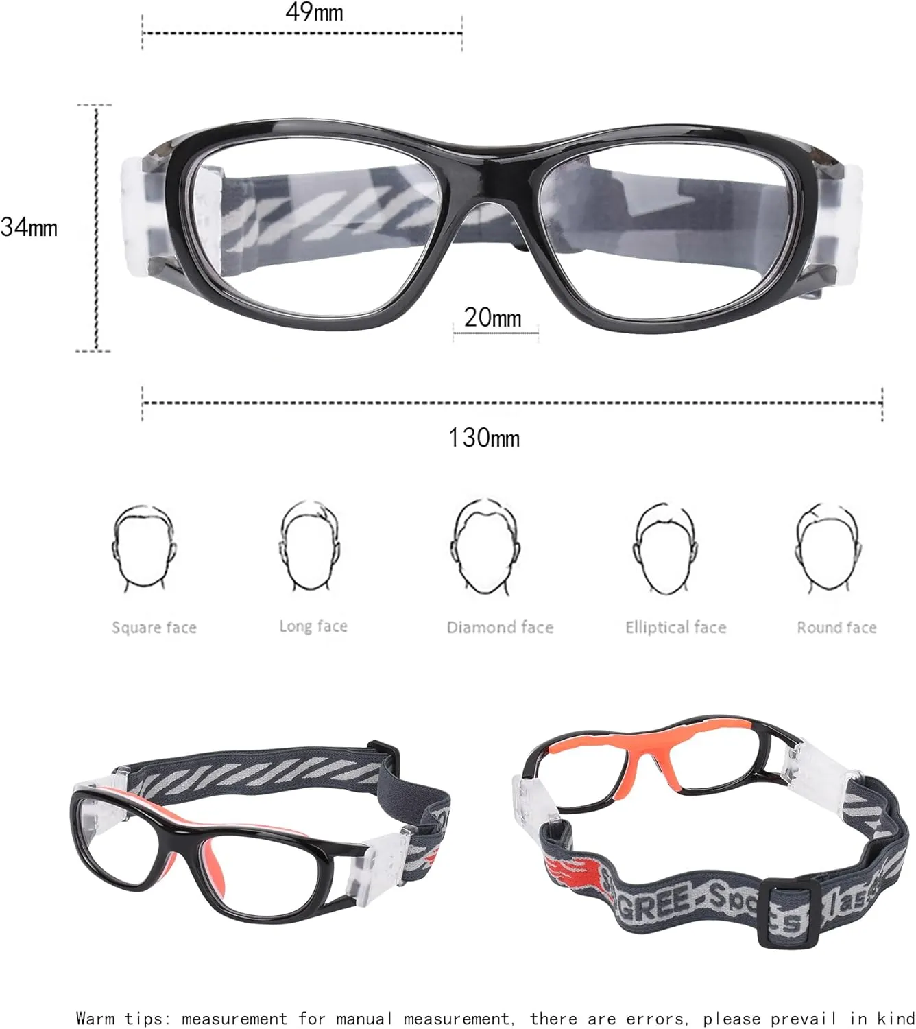 Kids Sport Goggles Glasses,Protective Eyewear Goggles,Eye Safety Glasses,Replaceable to Prescription Lenses Age 8-16