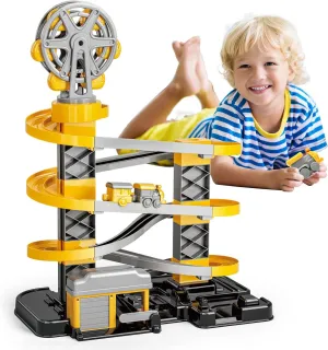 Kids Toys Race Tracks Toy for 3 4 5 6 7 8 Year Old Boys Girls, 2 PCS Truck Car and Flexible Track Play Set Create A Engineering Road Games Toddler Best Gifts (SY-006)