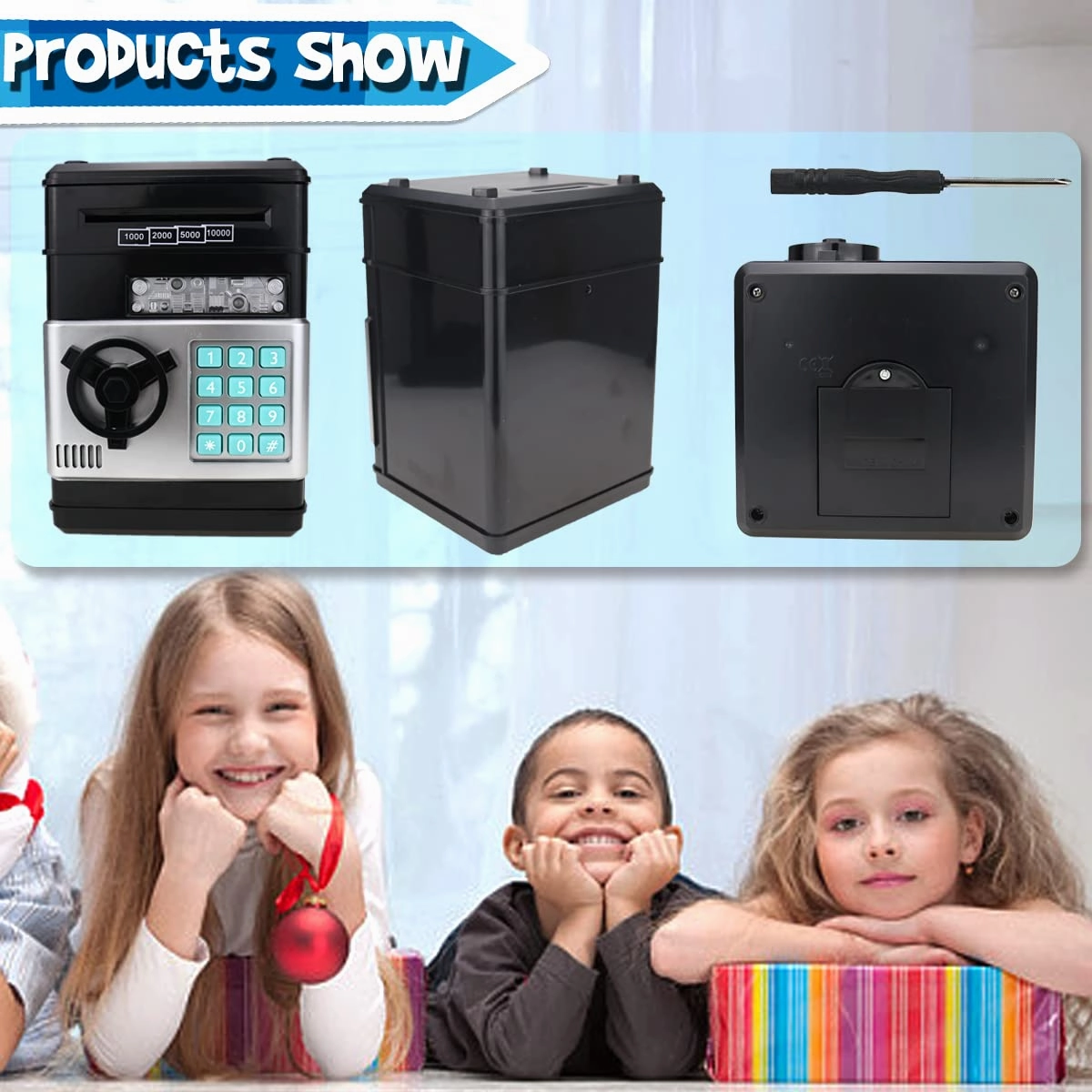 Kids Electronic Password Safe Mini ATM Piggy Bank Toy for 3-14 Year Old Boys and Girls