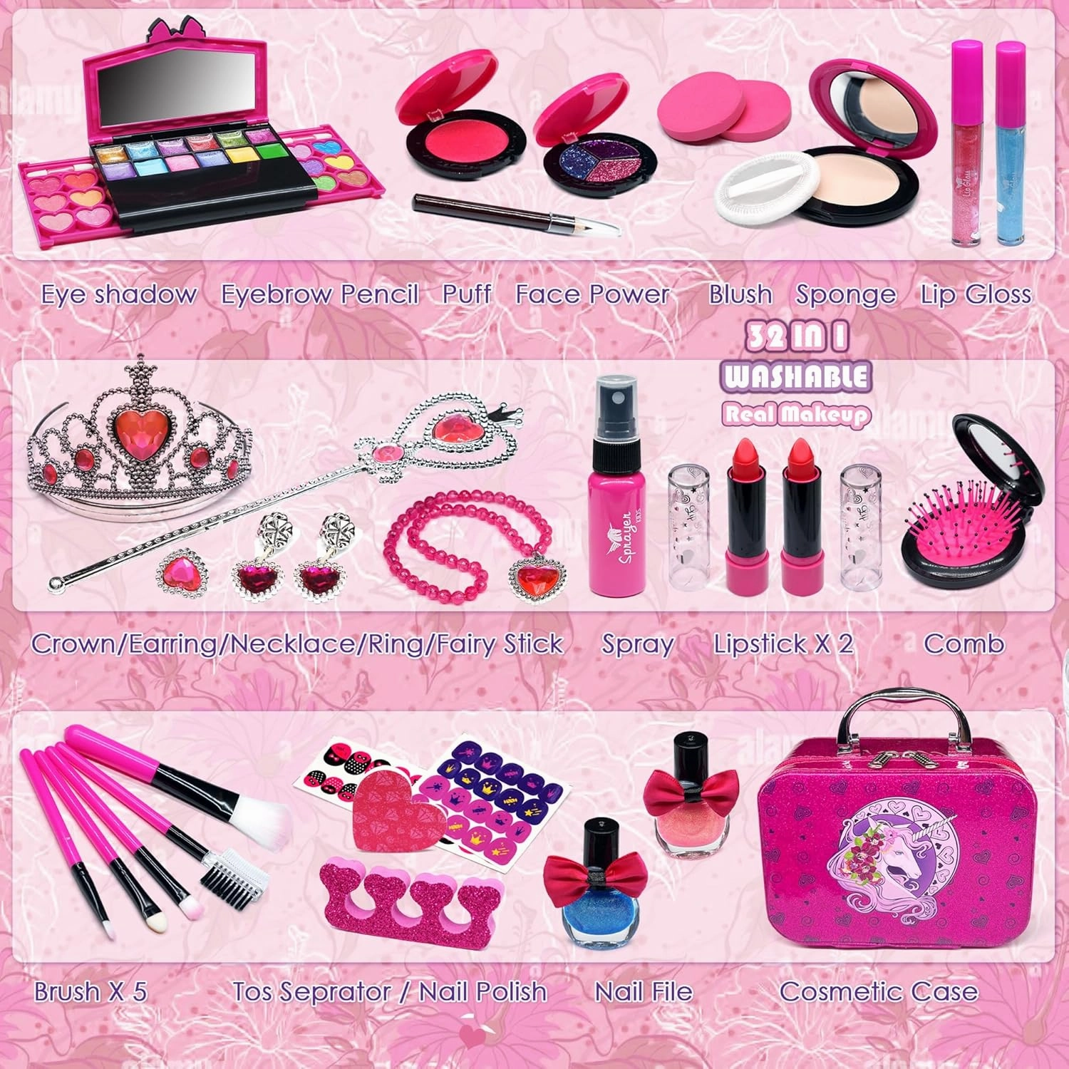 Kids Makeup Kit for Girls - Real Make up kit Toys Little Girl Toddler & Non-Toxic Make Up Set,Child Princess Play Pretend Birthday Gift,Age4 5 6 7 8 9 10-12 Year Old