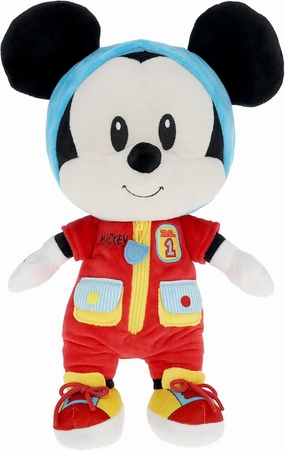KIDS PREFERRED Disney Baby Learn to Dress, Zipper, Button and More with Mickey Mouse, Dress and Play Plush for Babies and Toddlers