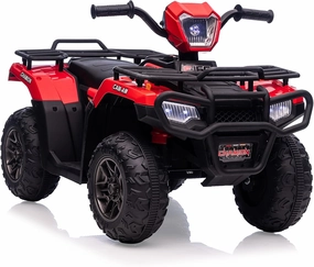 Kids Ride On ATV, 12V Kids 4 Wheeler Battery Powered Toy Car for Toddlers， w/Led Lights, High & Low Speed, Horn, Music, USB, Forward & Backward,Ride On Four Wheeler Quad for Boys & Girl-Red