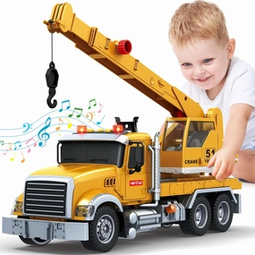 Kids Toys for 3 4 5 6 7 8 Years Old Boys, Crane Truck Toy with Lights, Sounds, Toddler Friction Powered Truck Vehicle Toy for Boys Girls Chrismas Birthday Gifts