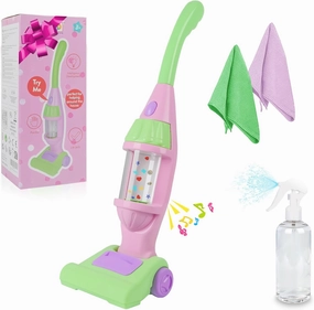 Kids Vacuum Cleaner Toy, Toy Vacuum Cleaner for Toddlers with Light & Sounds Effects & Whirling Stars, Pretend Play Household Housekeeping Cleaning Play Set Learning Toy for Kids Girls Boys Toy, Pink