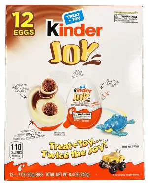 Kinder Joy Chocolate Egg Treat with Toy 12 Pack