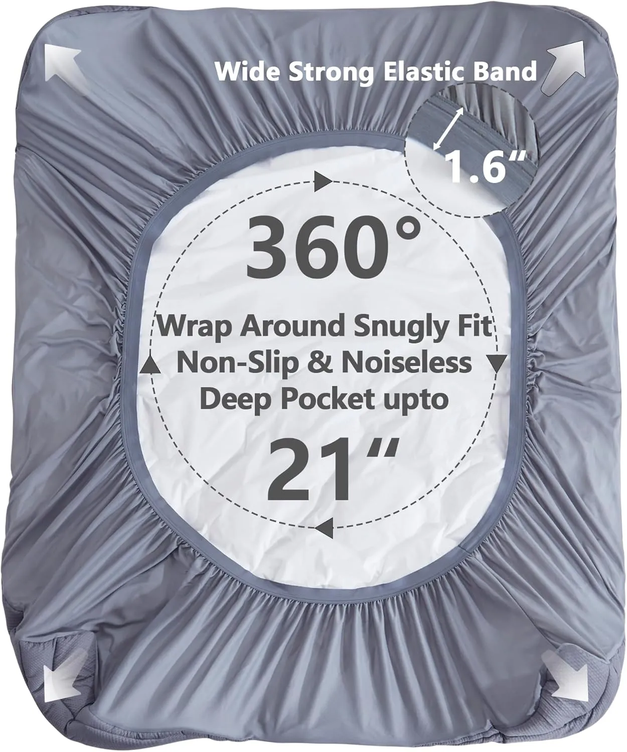 King Size Mattress Pad Waterproof, Cooling Mattress Topper Noiseless, Leak Proof Mattress Protector Deep Pocket Washable, Quilted Fitted Soft King Mattress Pad Cover (78x80 inch, Grey)