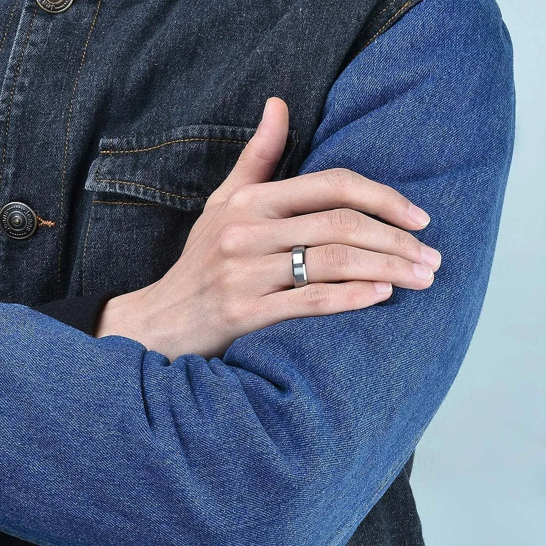King Will Tungsten Men's Wedding Ring - Available in 6mm to 10mm, Black/Silver, Matte Finish, Beveled Polished Edge, Comfort Fit