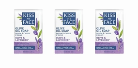 Kiss My Face Pure Olive Oil and Lavender Moisturizing Bar Soap, 8 Ounce, 3 Pack (Packaging May Vary)