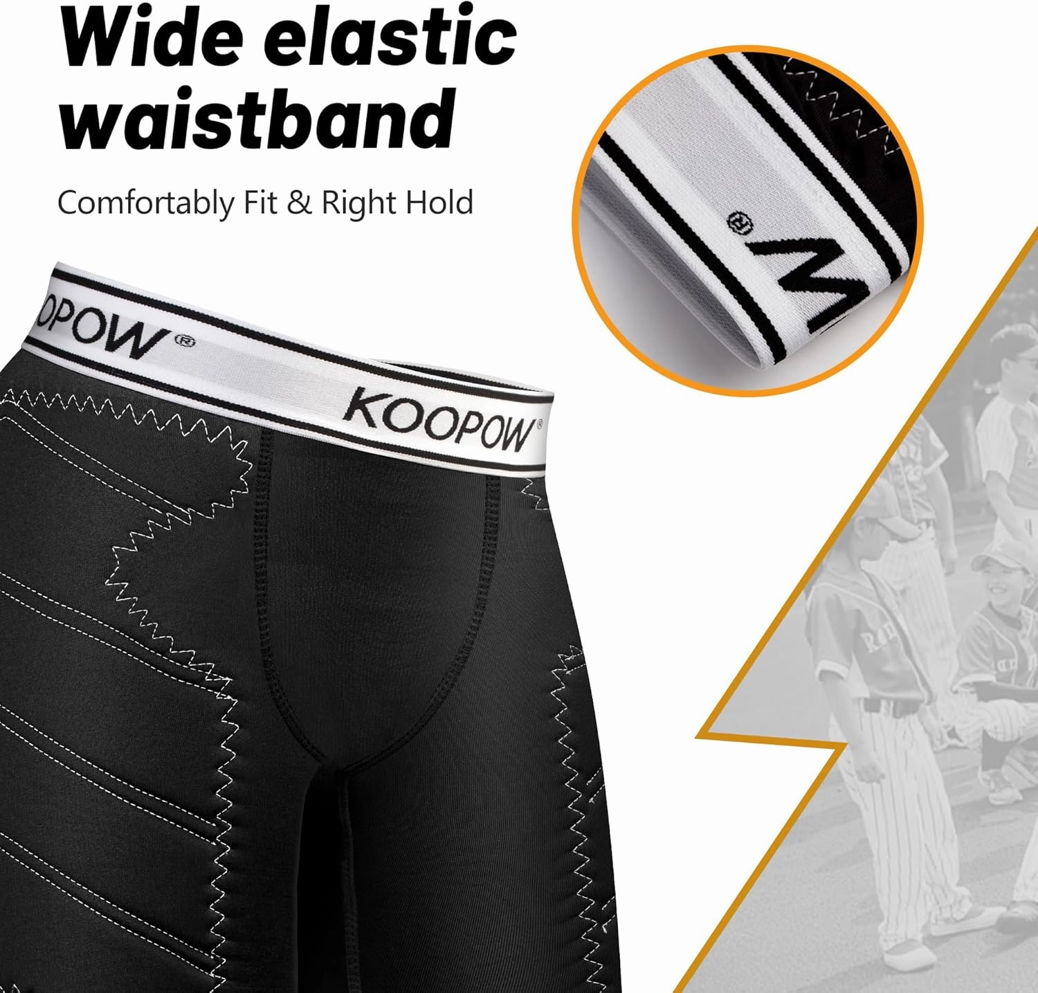 KOOPOW Youth Boys Padded Sliding Shorts Slider Pad with Soft Protective Athletic Cup for Baseball, Football, Lacrosse