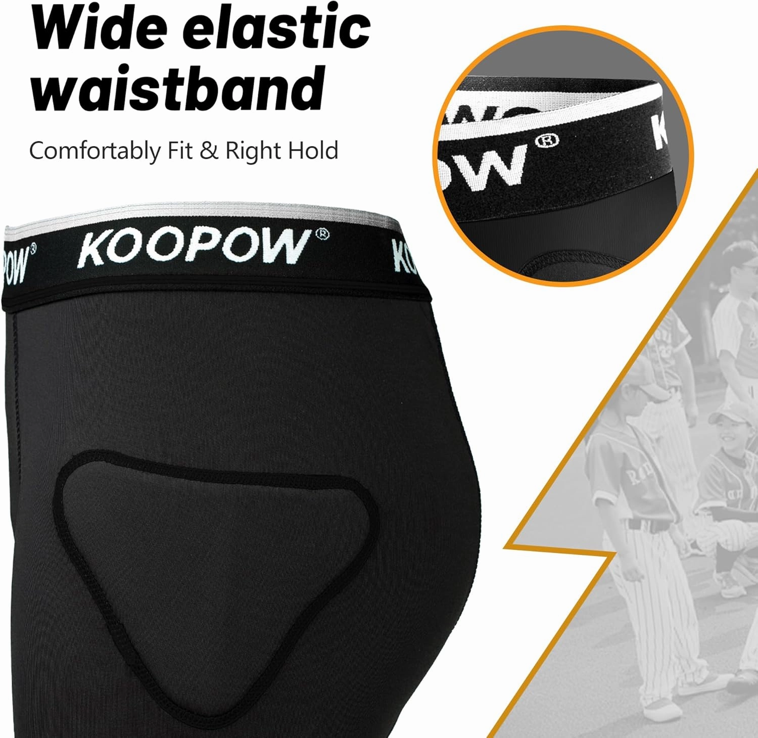KOOPOW Youth Boys Padded Sliding Shorts Slider Pad with Soft Protective Athletic Cup for Baseball, Football, Lacrosse