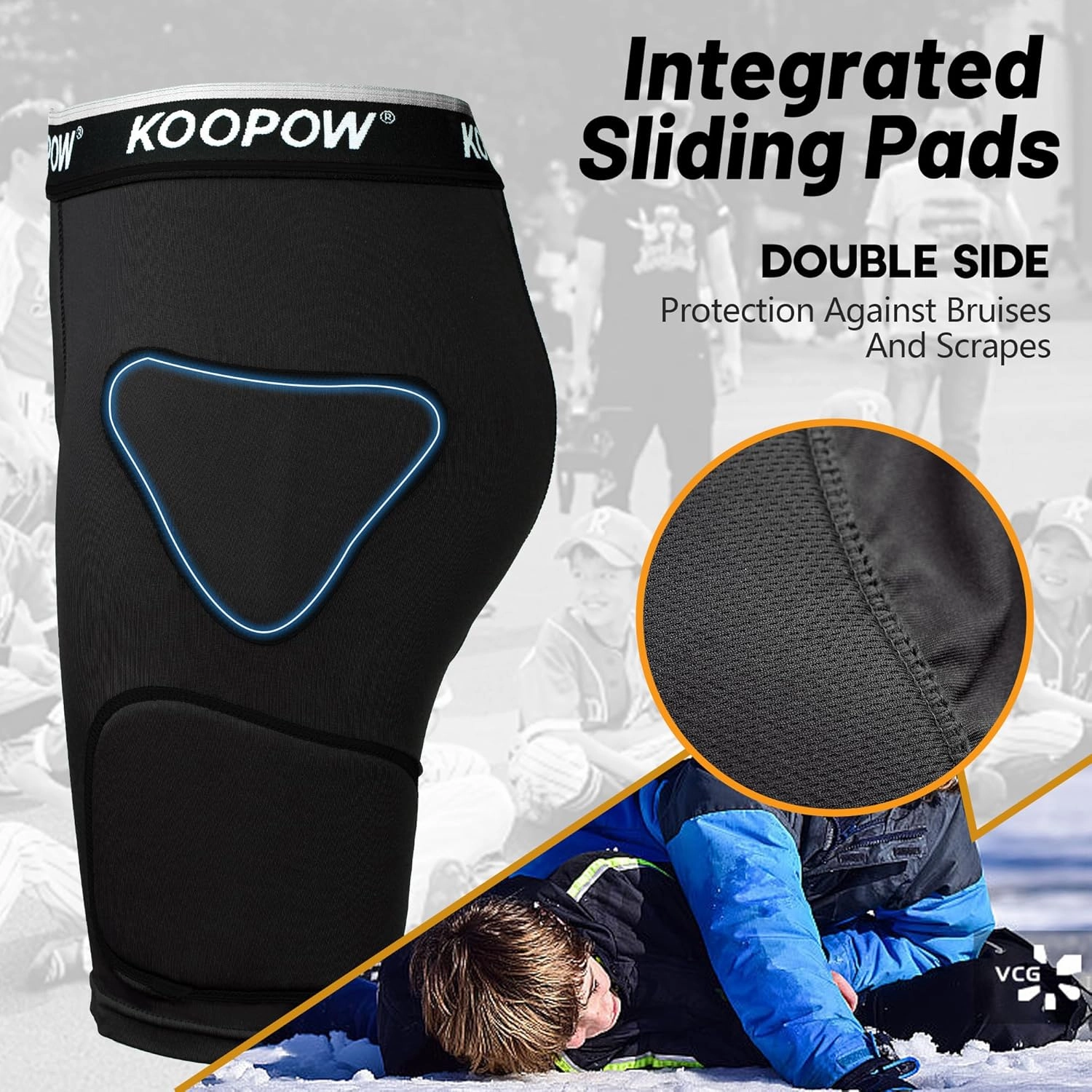 KOOPOW Youth Boys Padded Sliding Shorts Slider Pad with Soft Protective Athletic Cup for Baseball, Football, Lacrosse