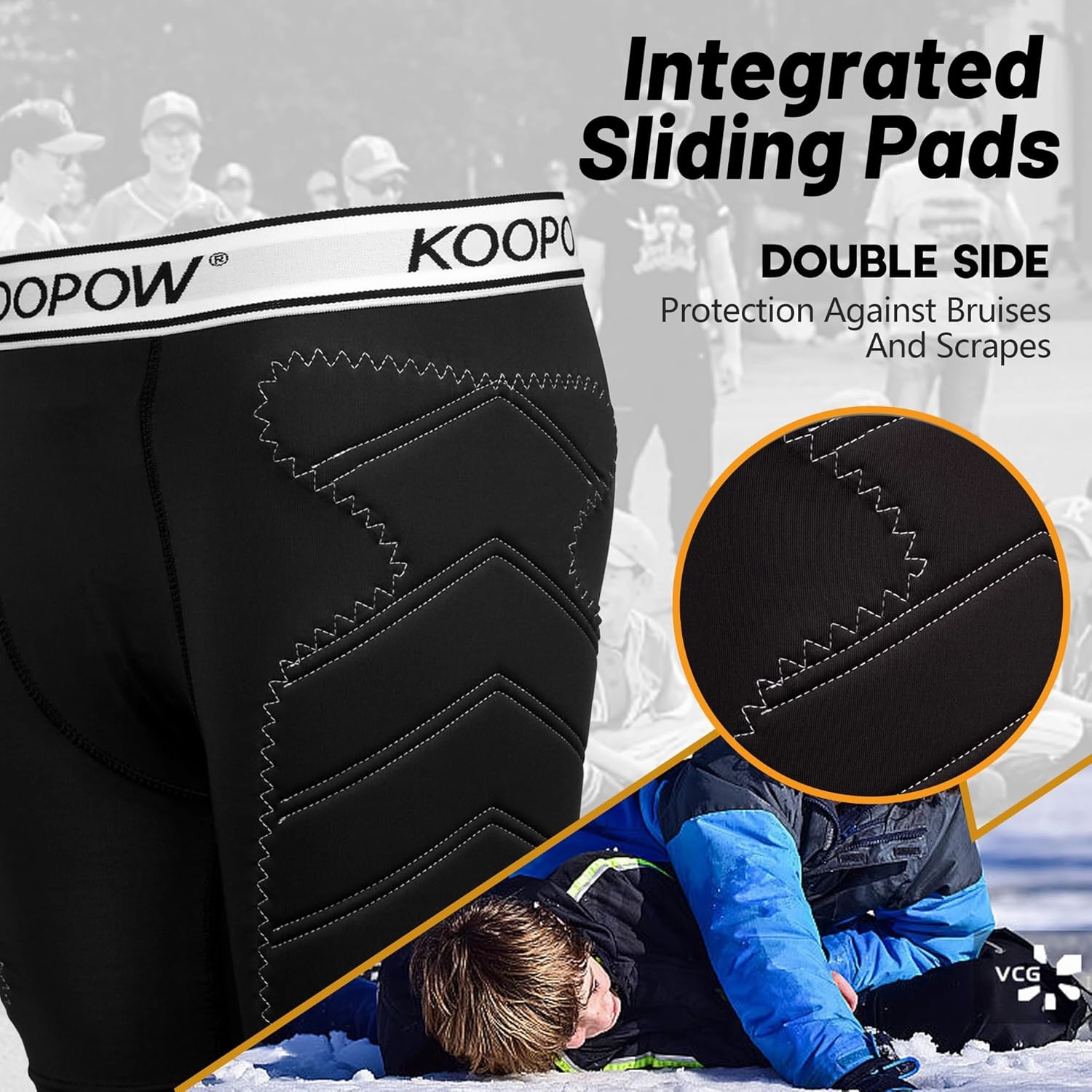KOOPOW Youth Boys Padded Sliding Shorts Slider Pad with Soft Protective Athletic Cup for Baseball, Football, Lacrosse