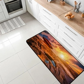 Kuizee Kitchen Runner Area Rug Kitchen Mat Sunrise Valley Landscape Bathroom Hallway Entry Way Floor Non Slip Soft Water Absorbent 39×20 Inch