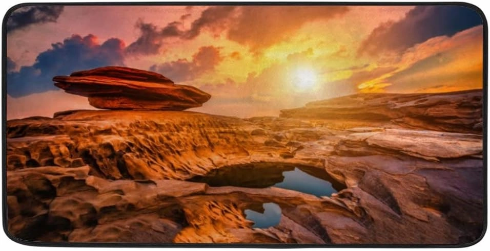 Kuizee Kitchen Runner Area Rug Kitchen Mat Sunrise Valley Landscape Bathroom Hallway Entry Way Floor Non Slip Soft Water Absorbent 39×20 Inch