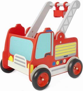Labebe Wooden Baby Push Walker - Learning Toy for Toddlers 1-3 Year Old Boys and Girls, Fire Truck With Wheels