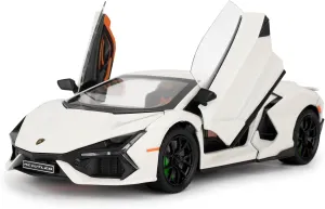 Lamborghini Reventon Toy Car, 1/24 Diecast Model Car with Sound, Light and Pullback, Collector Model Car, Gift for Children (White)