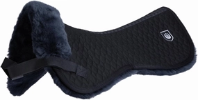 Lambskin Saddle Half Pad Standard - Horsedream English Saddle Pad, Sheepskin (Black/Black)