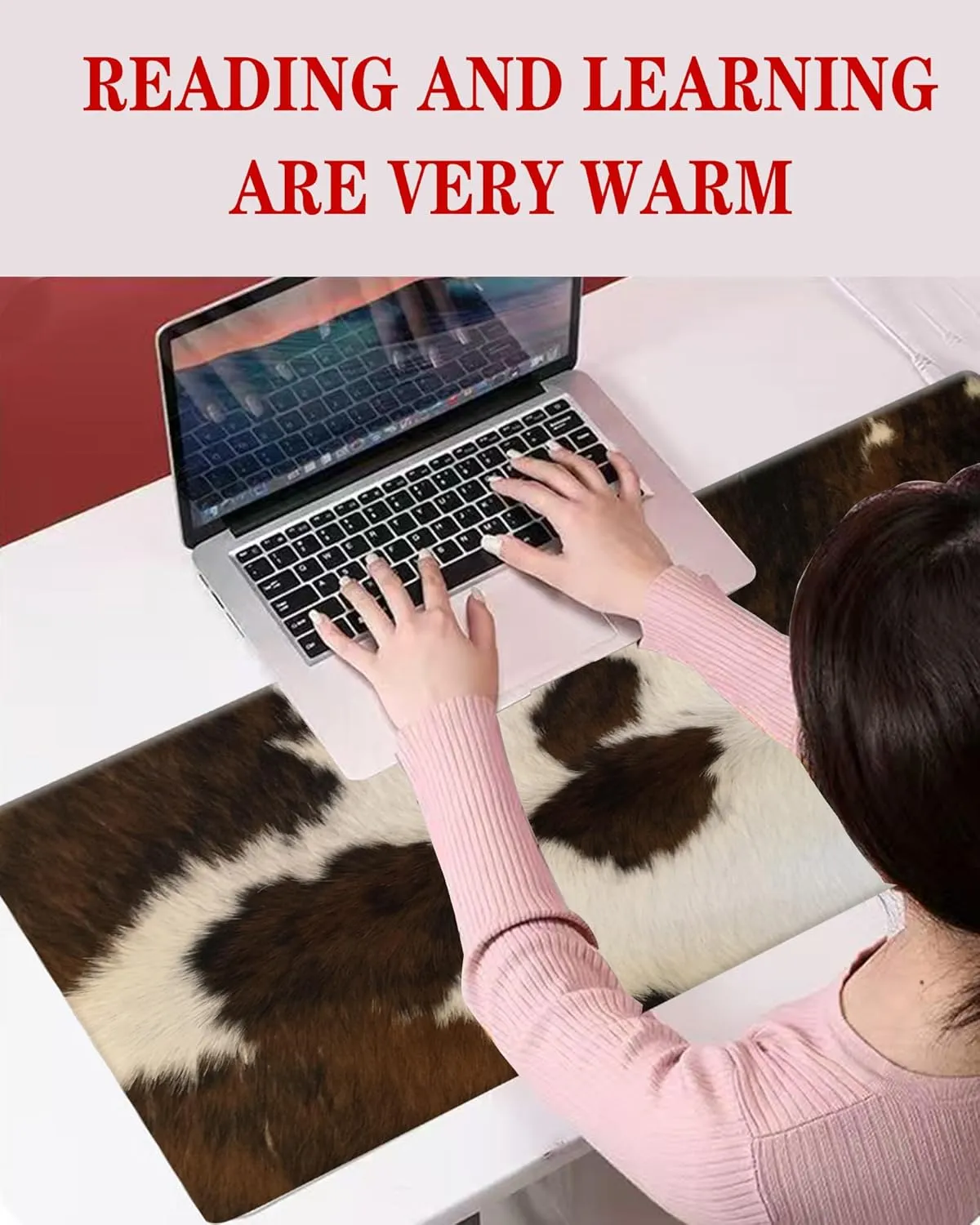 Large Gaming Mouse Pad, Computer Mouse Mat, Funny Desk Pad Protector Decoration, Big Cute Desk Pad, Non-Slip Base 31.5 x 11.8 in Retro Brown Cowhide