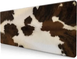 Large Gaming Mouse Pad, Computer Mouse Mat, Funny Desk Pad Protector Decoration, Big Cute Desk Pad, Non-Slip Base 31.5 x 11.8 in Retro Brown Cowhide