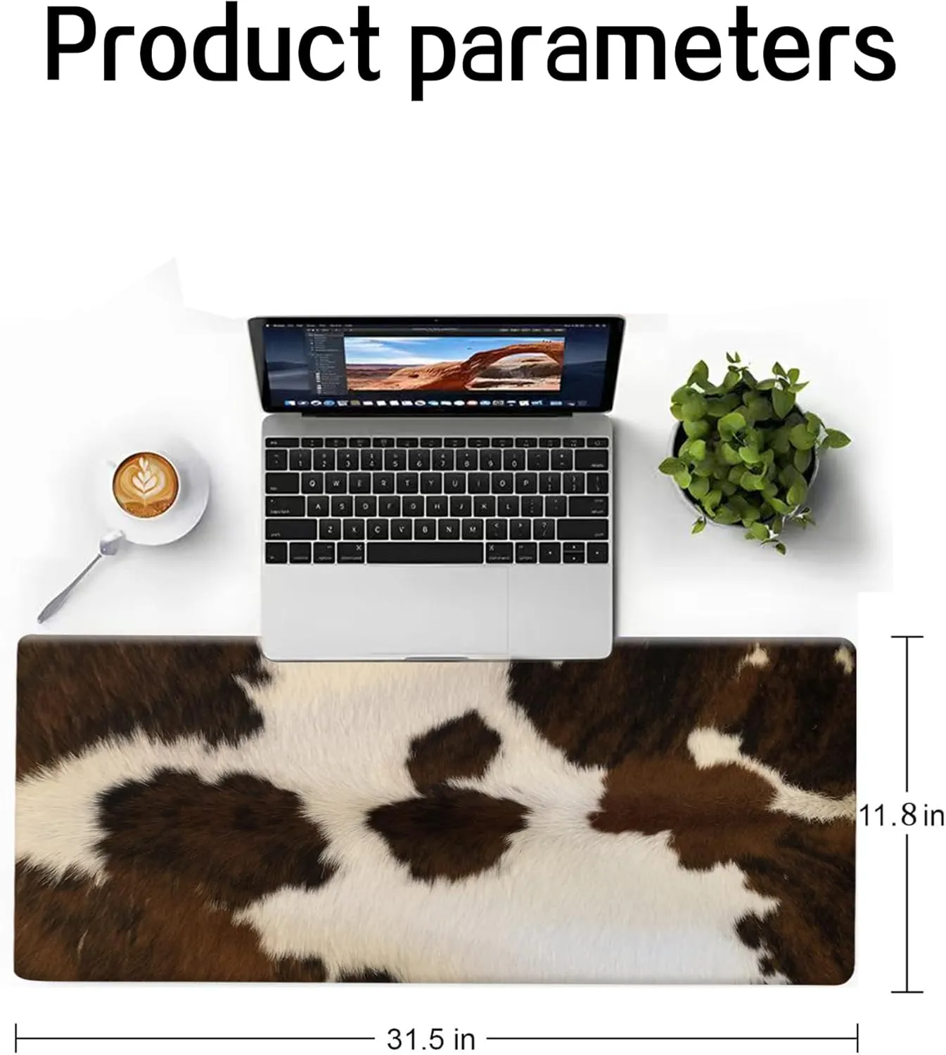 Large Gaming Mouse Pad, Computer Mouse Mat, Funny Desk Pad Protector Decoration, Big Cute Desk Pad, Non-Slip Base 31.5 x 11.8 in Retro Brown Cowhide