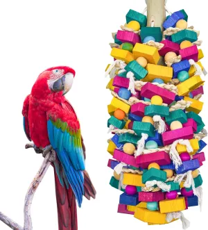Large Parrot Toys for Macaw Toys Large Bird Toys Cockatoo Toys Natural Wooden African Grey Bird Chewing Toy Multicolor Medium Bird Cage Toy