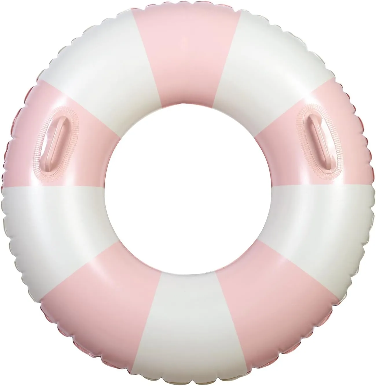 Large Swim Ring with Handles for Kids Adults, 35 Inch Classic Striped Pool Inner Tubes, Inflatable Pool Floats, Float Naked, Pool Floaties Adult Size for Summer Pool Party Beach Pink 1