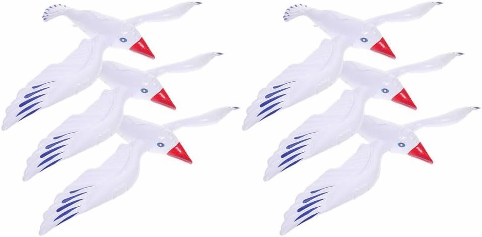 Large Inflatable Seagull Ornaments - 6pcs Jumbo Toy Blow Up Birds Decorations for Birthday Baby Shower Wedding Beach Pool Party Pool Fun Party Supplies