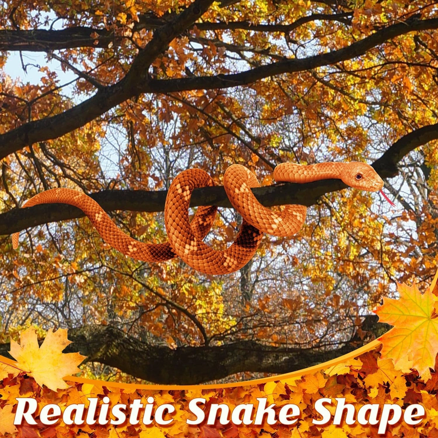 Large Lifelike Plush Snake, 71 in Giant Stuffed Animal for Kids, Brown