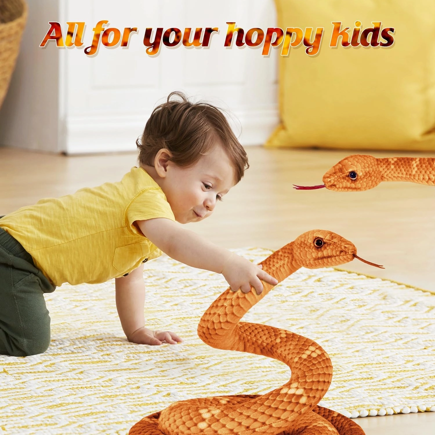 Large Lifelike Plush Snake, 71 in Giant Stuffed Animal for Kids, Brown