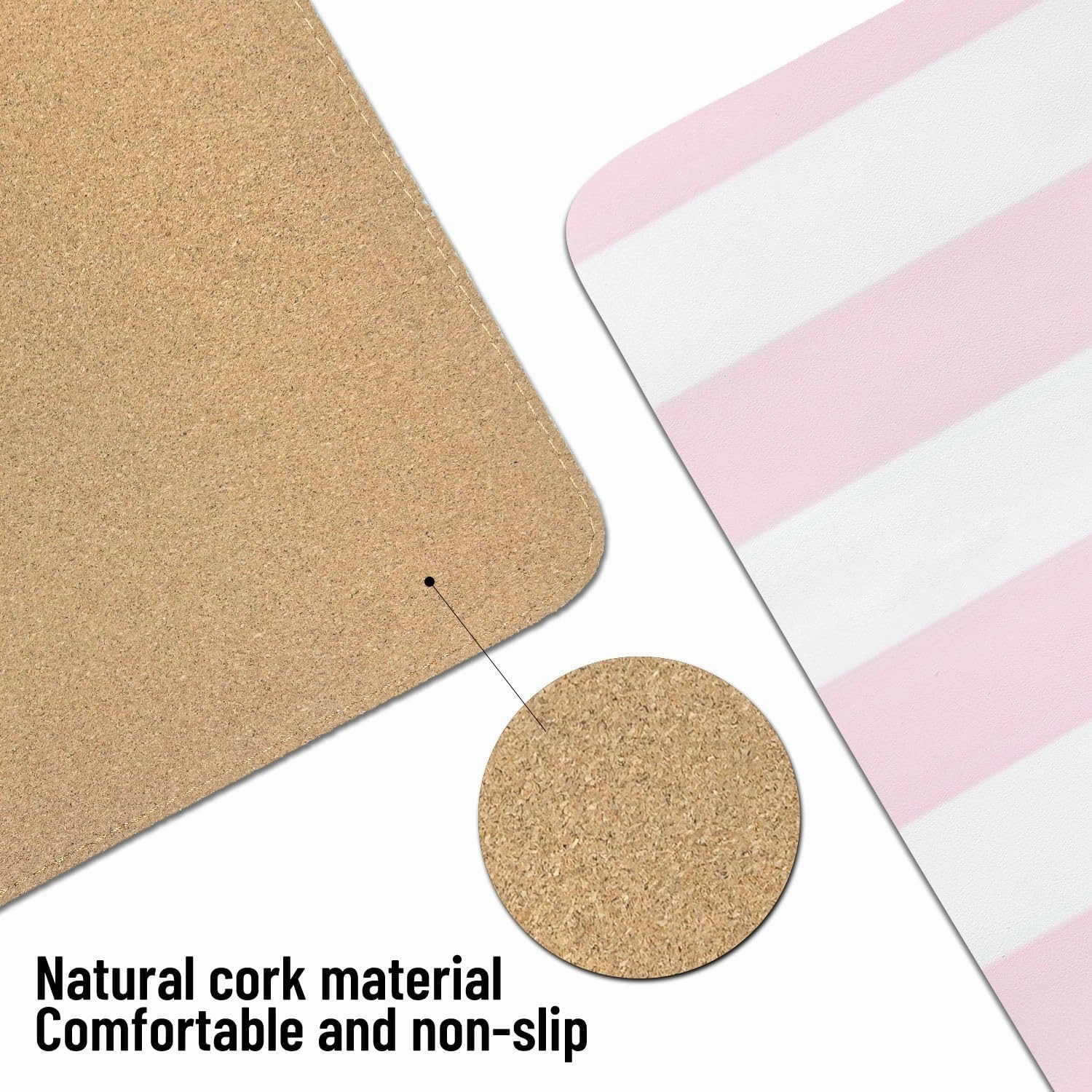 Large Mouse Pad Leather Non-Slip Waterproof Gaming Mouse Pad for Office Laptop Home Soft Pink Vertical Seamless Stripes Desk Protector Mat 31.5"x13.7" Writing Pad
