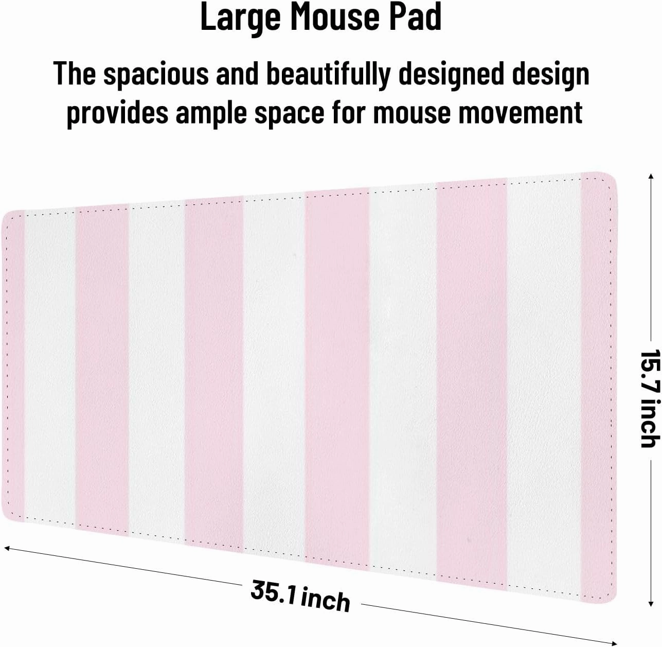 Large Mouse Pad Leather Non-Slip Waterproof Gaming Mouse Pad for Office Laptop Home Soft Pink Vertical Seamless Stripes Desk Protector Mat 31.5"x13.7" Writing Pad