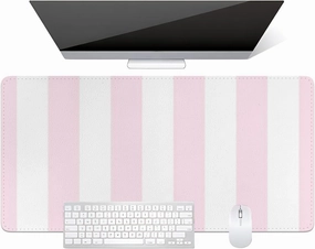 Large Mouse Pad Leather Non-Slip Waterproof Gaming Mouse Pad for Office Laptop Home Soft Pink Vertical Seamless Stripes Desk Protector Mat 31.5"x13.7" Writing Pad