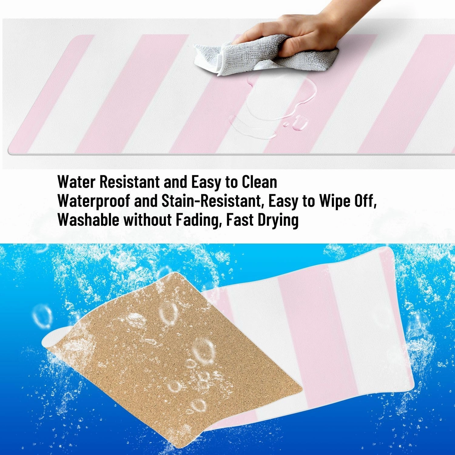 Large Mouse Pad Leather Non-Slip Waterproof Gaming Mouse Pad for Office Laptop Home Soft Pink Vertical Seamless Stripes Desk Protector Mat 31.5"x13.7" Writing Pad
