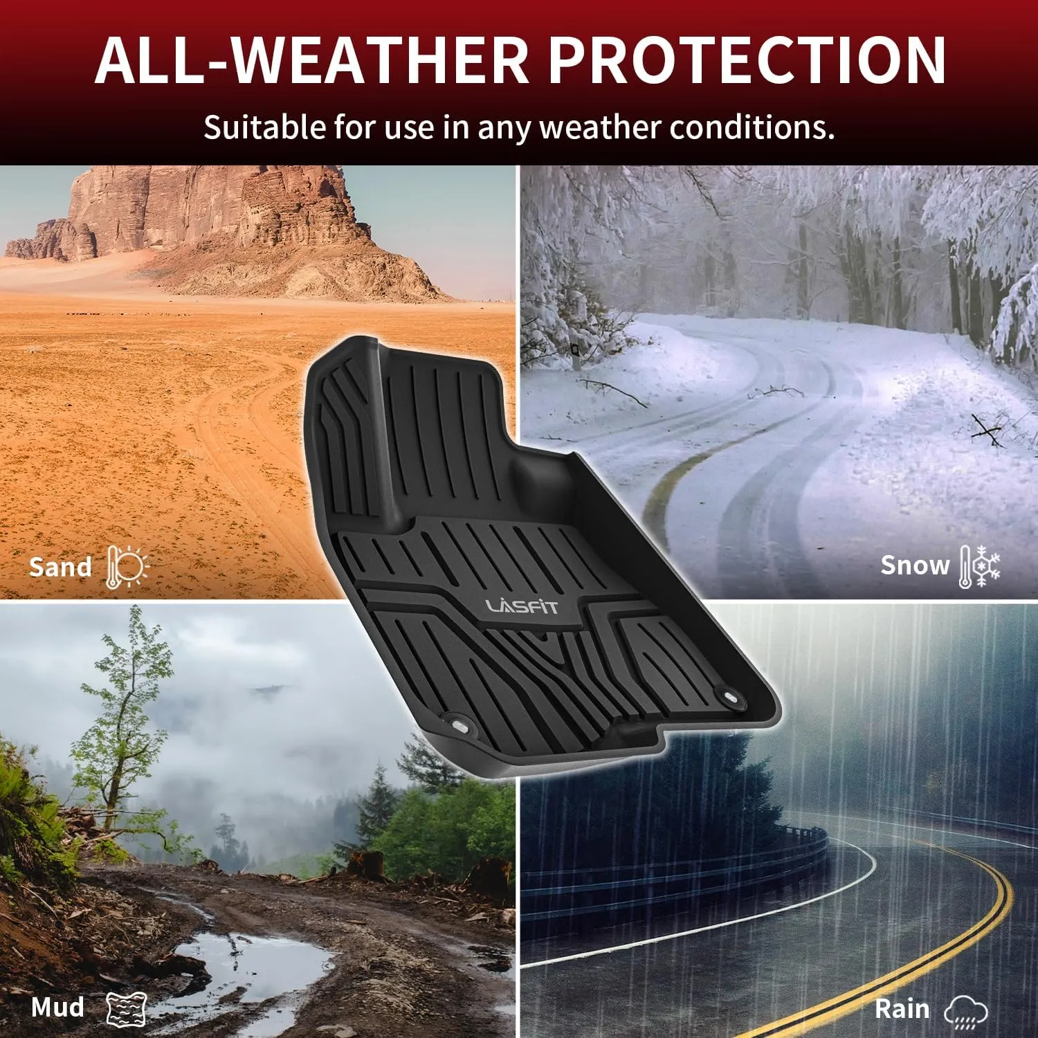 LASFIT Floor Mats for Honda CR-V | CRV 2017-2022 (Include Hybrid Models), All Weather Protection Custom Fit TPE Full Coverage Easy Clean Floor Liners, 1st & 2nd Row, Black