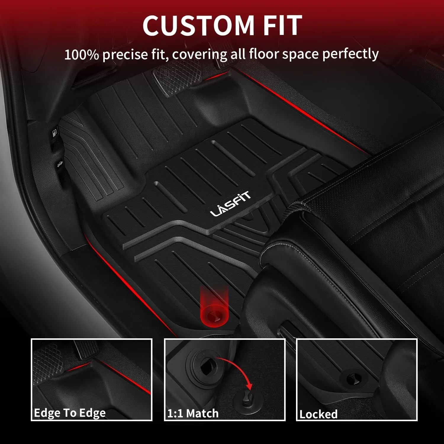 LASFIT Floor Mats for Honda CR-V | CRV 2017-2022 (Include Hybrid Models), All Weather Protection Custom Fit TPE Full Coverage Easy Clean Floor Liners, 1st & 2nd Row, Black