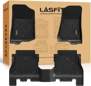 LASFIT Floor Mats for Jeep Wrangler JL 2018-2025 Unlimited 4 Door Only (Not Fit for JK or 4XE) All Weather TPE Custom Fit Car Mats Floor Liners 1st & 2nd Row, Black