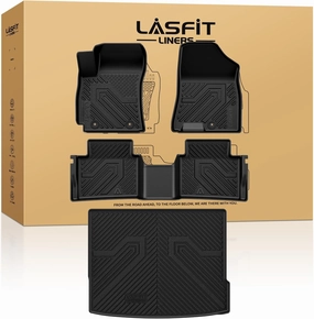 LASFIT Floor Mats & Cargo Mats Fits for Hyundai Kona 2025 2024 (Not for EV), All Weather TPE Custom Fit Floor Liners for 1st and 2nd Rows Car Mats & Trunk Mats, Black